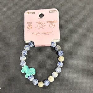 Simply Southern Blue and Cream Lion Charm Bracelet